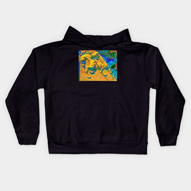 Chevaux Jaunes Kids Hoodie by BadHabitsLounge